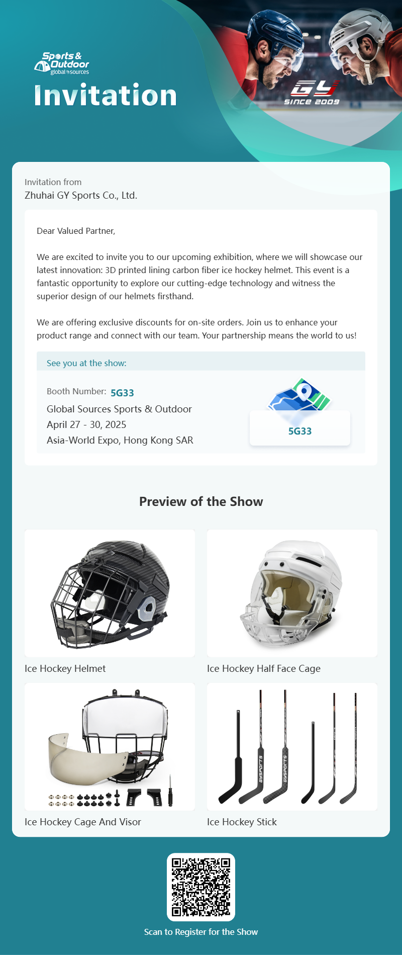 ГИ Глобал Соурцес Спортс & Оутдоор, 27-30 април 2025, Асиа-Ворлд Екпо, Хонг Конг САР, број штанда. 5Г33